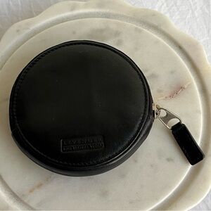 Levenger Leather Coin Purse Wallet Small Circle Round Zip EUC